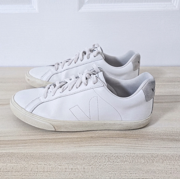 Veja Esplar White Leather Low Top Sneakers Size 7 - Picture 9 of 12